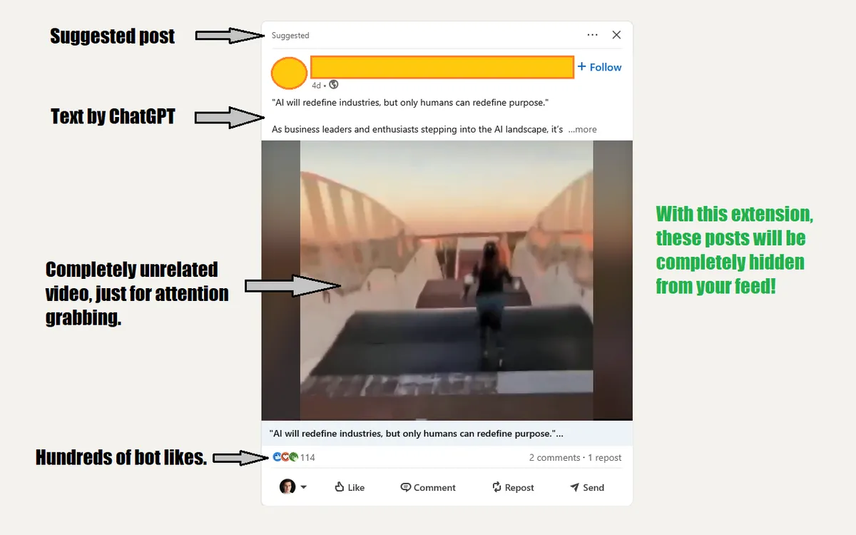 A browser extension to remove LinkedIn suggested posts